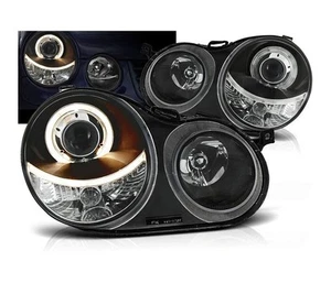 Faros para VW POLO 9N 2001 2002 2003 2004 2005 Angel Eyes Negro LHD RHD - Imagen 1 de 1