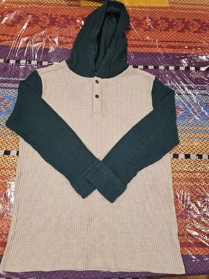Childrens Place Kids Boys Size XL 14 Long Sleeve Beige & GreenSweater With Hood - Image 1 of 4