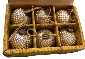 Set of 6 Kugel Style Replica Mercury Glass Ornaments Thick EUC - Picture 1 of 4