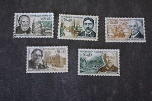 timbres France oblitérés 1966, célébrités française,1470, 1472, 1473  ,1474,1475