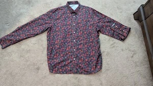 Banana Republic Mens XL Luxe Poplin Button Standard Untucked Fit Floral All Over - Picture 1 of 4