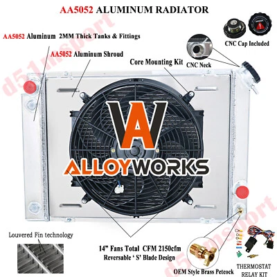 3 Rows Radiator+Shroud Fan For 1984-1988 85 Pontiac Fiero 2.5L Straight L4 2.8L - Image 1 of 4