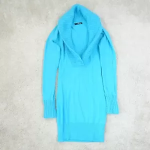 Jane Norman Jumper Dress Size 8 Women Vintage Y2K Blue Angora Blend Long Sweater - Picture 1 of 10