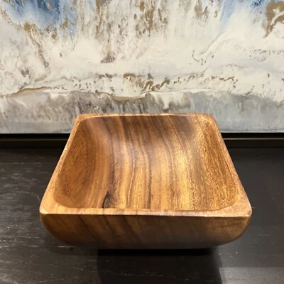 Tigela quadrada de madeira de acácia Pacific Merchant Acacia were 6"x3" feita nas Filipinas💖 - Imagem 1 de 4