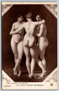 Postal Les Trois Graces Par Three Graces por Regnault Museo del Louvre desnudo riesgo - Imagen 1 de 2