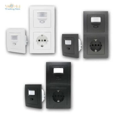 WORLD-TRADING-NET Bewegungsmelder unterputz f Schalterdose mi/ohne Steckdose, FLAIR weiß/anthrazit