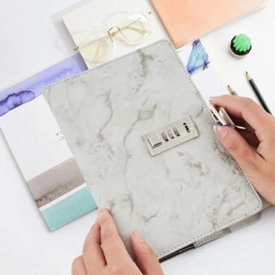 Diary with Lock A5 Marble Diary PU Leather Creative Journal Notebook - Image 1 of 4