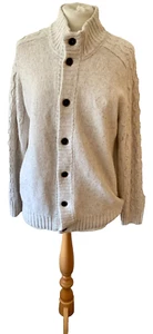 Timberland Men’s light grey chunky knitted wool mix collared Cardigan Size L/G - Picture 1 of 24