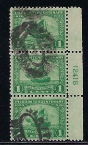 B&D: 1920 U.S. Scott 548 1c verde peregrino tricentenario tira vertical/3--fresco - Imagen 1 de 2
