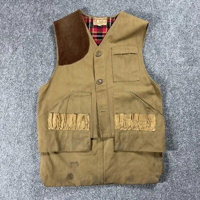 VINTAGE 40s Bob Allen Vest Hunting Shooting Skeet Trap Canvas Flannel 1940s - Image 1 of 4