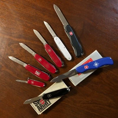 Lot Of 8 Victorinox Swiss Army Knife SAK Folding Pocket Knives Helmsman Marlboro - Image 1 of 4
