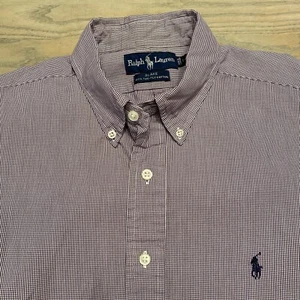 Polo Ralph Lauren Blake Purple Mini Plaid Shirt Men’s L Button Up 2-Ply Cotton - Picture 1 of 12