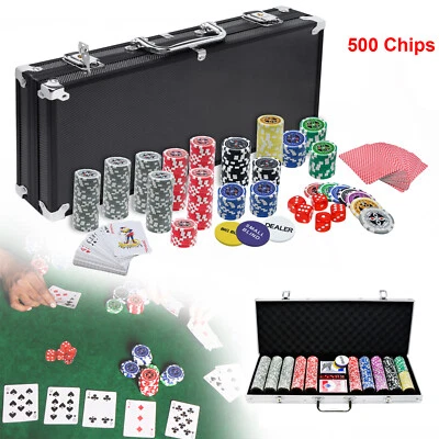 ACXIN Pokerkoffer Pokerset Laser Pokerchips + 500 Laser Chips Alu Koffer Jetons Casino