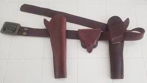 Western Dual Gun Holsters, Belt Leather, shot bag and J Daniels belt buckle. - Picture 1 of 7