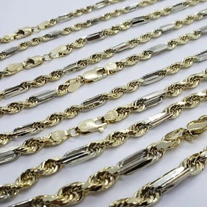 Authentic 14k Gold Two Tone Figarope Chain Necklace or bracelet 3mm-6mm 7"-30" - Picture 1 of 46