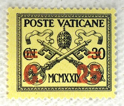 CIUDAD DEL VATICANO SCOTT #14 SOBREIMPRESIÓN MH, 1929 Foto 1 de 2