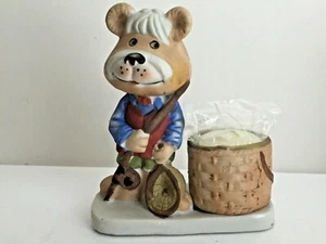 Jasco Luvkin Critters 1979 oso de cerámica en equipo de pesca portavelas votivo - Imagen 1 de 5