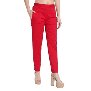 Women Regular Comfort Slim Fit Women Pants Ankle Length Cotton Straight Pants - Picture 1 of 25