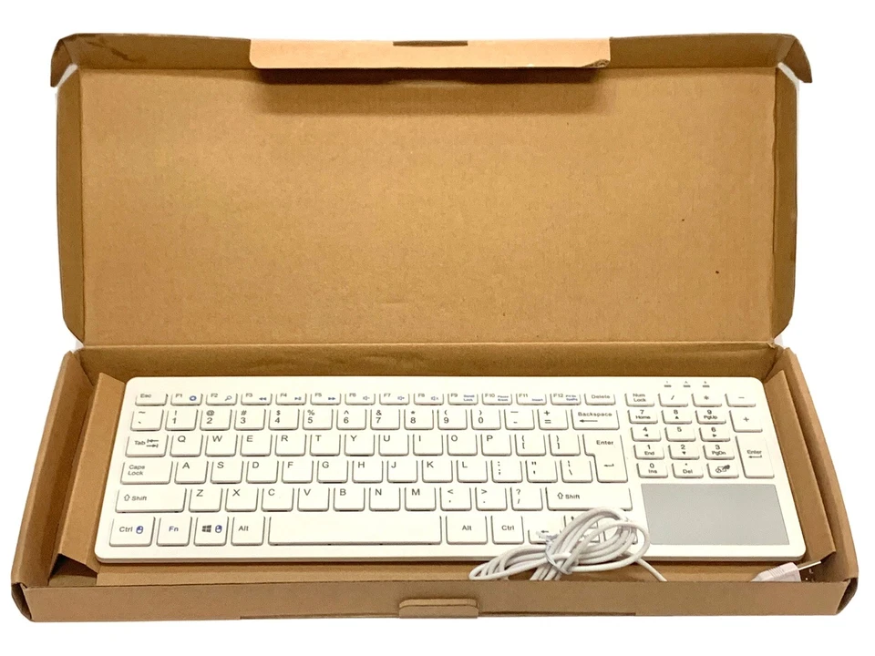Unbranded White Keyboard Thin Silver with Intergrated Touchpad 14.5" USB - Image 1 of 4
