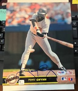 Tony Gwynn signed 8x10 photo autograph PSA DNA with Ticket multiple small dents