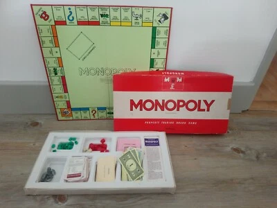 Vintage Waddingtons Monopoly 1960 s 50s near complete Used Red White retro game  - Image 1 of 4
