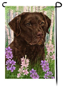 Bandera de jardín de flores de primavera - marrón oscuro Chesapeake Bay Retriever - Imagen 1 de 1