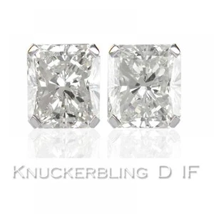 0.50ct Certified D IF Radiant Cut Diamond Solitaire Stud Earrings in Platinum - Picture 1 of 1