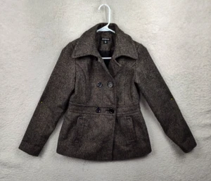 George Girls Coat Large Brown Tweed Long Sleeve Single Breast Winter Pea Coat - Picture 1 of 18