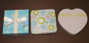 Lot of 3 Gift Card Present Holder Christmas Gift Card Boxes Snowflakes Heart - Picture 1 of 11