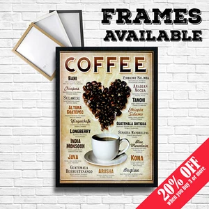 MEZCLAS DE CAFÉ Estampado artístico A3 / A4 Hogar Amor Cartel Tienda Cocina Café Decoración de pared - Imagen 1 de 4