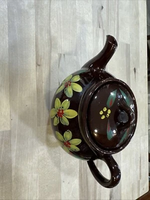 Vintage Royal Canadian Brown Tea Pot Chaleira Marrom Betty Tea Party Floral - Imagem 1 de 4