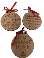 2022  3 Pcs New Home Wood Christmas Ornaments With Gift Box. New Fast Shipping