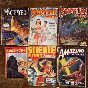 Menge 6- Vintage Zellstoff Abenteuer & Sci-Fi verblüffende Geschichten Science Fiction Ama - Bild 1 von 13
