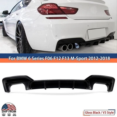 Gloss Black Rear Bumper Diffuser For 12-18 BMW F06 F12 F13 M6 640i 650i M Sport Foto 1 de 4