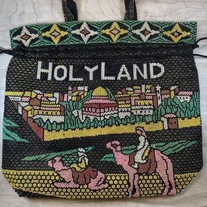 HOLY LAND Beaded Tote Bag Pocket Book Bag Jerusalem Souvenir Religious Purse - Picture 1 of 18