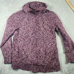 L. L. Bean Damen lila 100% Baumwolle eng Strick Full Zip atmungsaktiv Pullover M - Bild 1 von 6