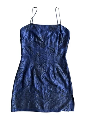 Vestido Y2K XOXO Azul Terciopelo Burnout Vintage Sin Tirantes Gótico Talla 13 Foto 1 de 4