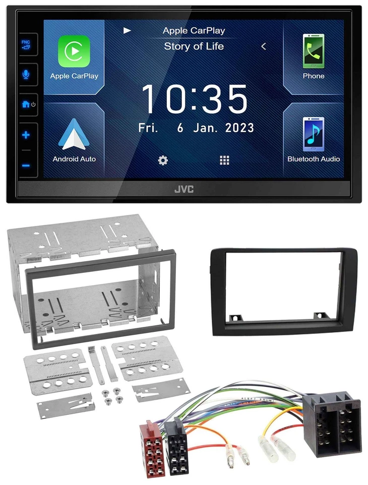 JVC DAB Bluetooth MP3 USB 2DIN Autoradio für Fiat Idea ab 05 schwarz - Bild 1 von 4