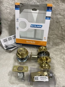 Schlage Georgian gleichschließend Eingangstürknauf Riegel Einzylinder Antik Messing - Bild 1 von 6