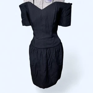 Vestido formal de noche vintage mujer hombro descubierto cóctel negro por pantagis - Imagen 1 de 6