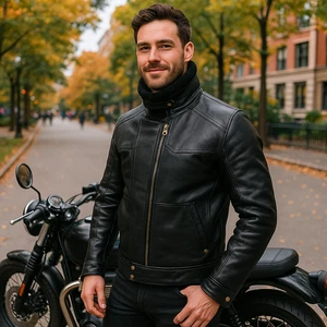 Chaqueta de vuelo de piel de oveja bombardero negra de la Luftwaffe alemana KANALJACKE - Imagen 1 de 7