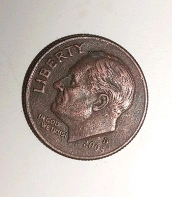 2005-D Roosevelt Dime Both Clad Layers Missing Mint Error 2.218 Gram Copper Core - Image 1 of 4