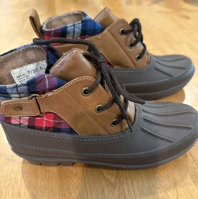 Dirty Laundry Belladonna "Maine Style" Boot Blue Red Plaid Women’s Size 7 Preppy - Image 1 of 4