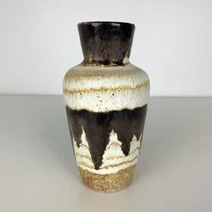 West Germany Vase Fat Lava 523-18 Beige Brown Vtg W. Germany German Pottery MCM - Picture 1 of 11