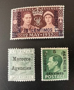 3 Great Britain Morocco Agencies Stamps: 20, 82, 437 (Mint) - Picture 1 of 4
