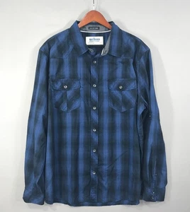 Urban Pipeline Shirt Men's 2XL Blue Black Plaid Button Down Long Sleeve Pockets - Picture 1 of 12