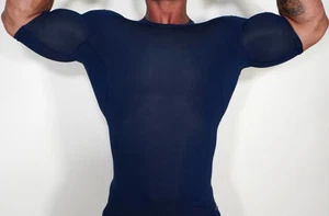 CAMICIA UOMO BLU ADERENTE COMPRESSIONE TAGLIA: S - Foto 1 di 6