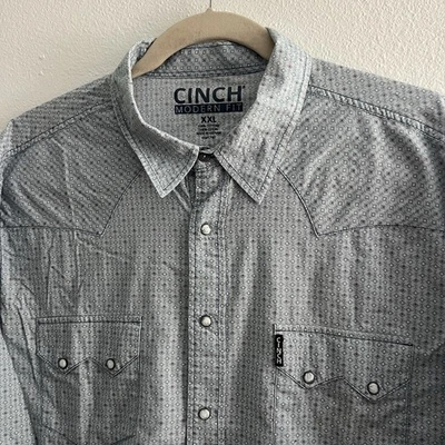 Camisa Cinch Hombres XXL Azul Geométrica Calce Moderno Perla A Presión Manga Larga Rodeo Vaquero Foto 1 de 4