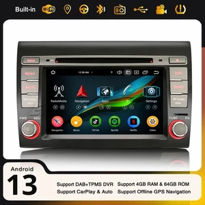 8-Core Android 14 DAB+ Autoradio Fiat Bravo CarPlay 4+64GB Wifi GPS Navi DVD DSP - Imagen 1 de 24