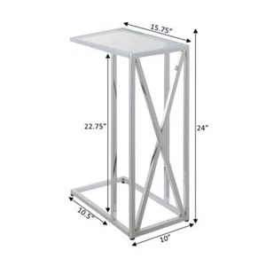 Convenience Concepts C End Table 24" H X 15.75" W, Rectangle Chrome Glass Top - Picture 1 of 4